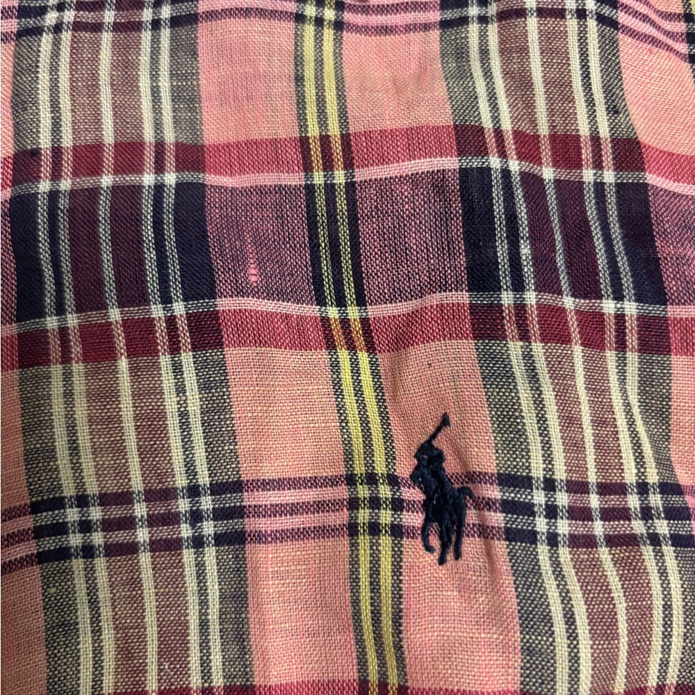 Ralph Lauren Sport women's long-sleeve checkered linen shirt slim fit - size 8 - Picture 8 of 9